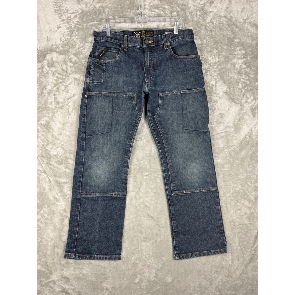 Ariat Rebar M5 Jeans Straight Workwear Double Knee Denim Mens 34 (fits 34x28)